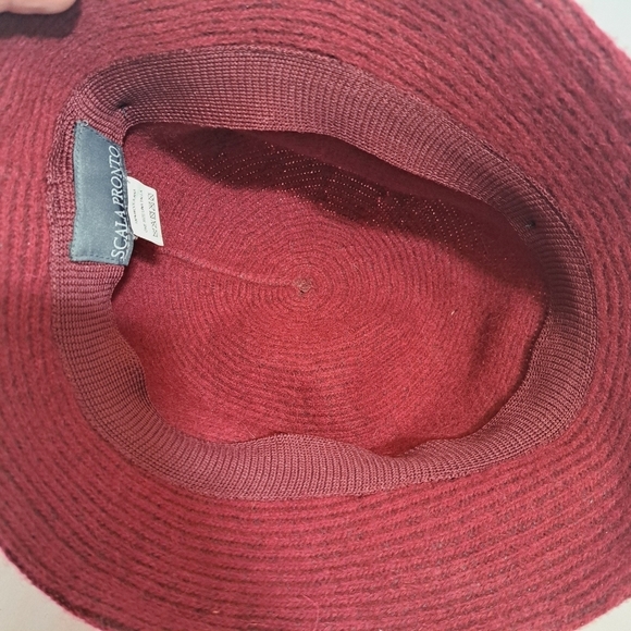 Scala Pronto Burgundy Wool Cloche Hat With Black Bow Accent - Picture 6 of 7